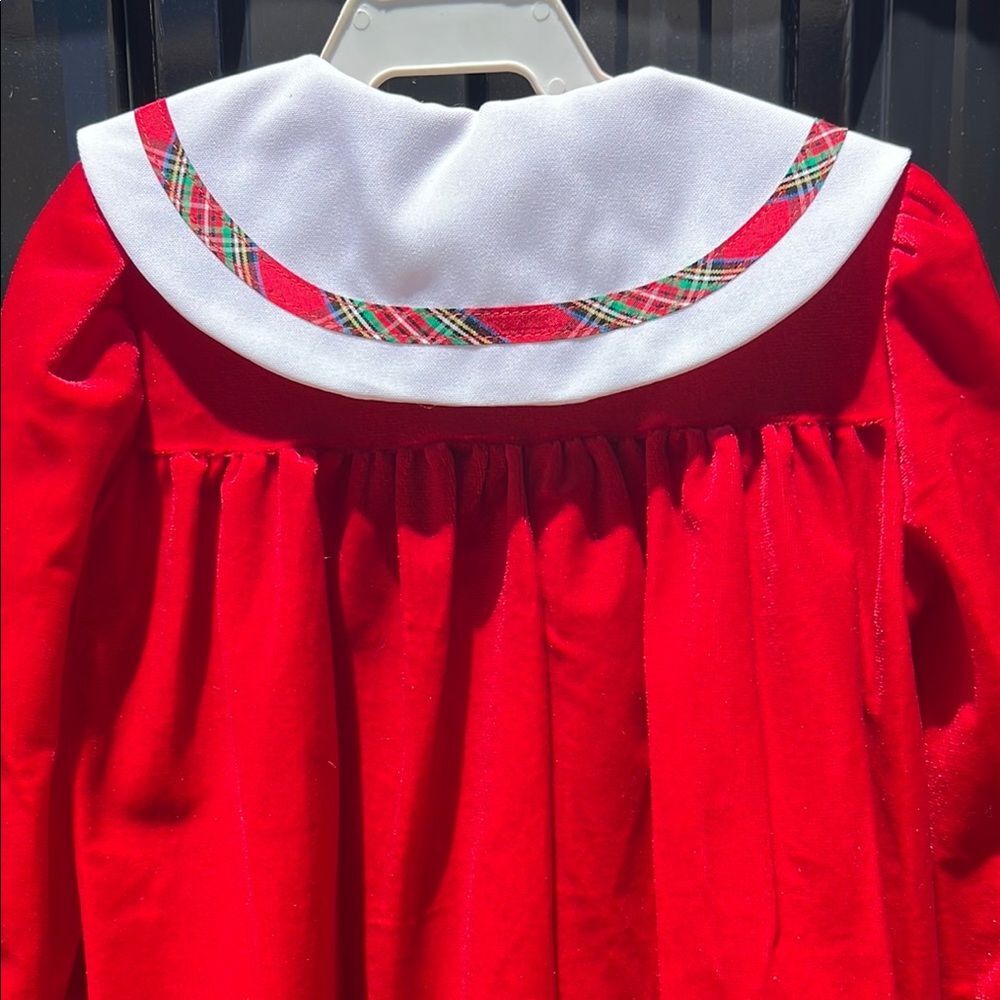 Allison Ann Vintage Christmas Red Velvet Baby Romper White Peter Pan Collar 18M - Picture 10 of 11